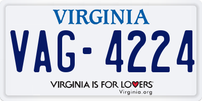 VA license plate VAG4224