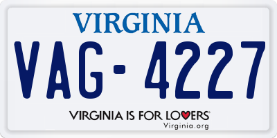 VA license plate VAG4227