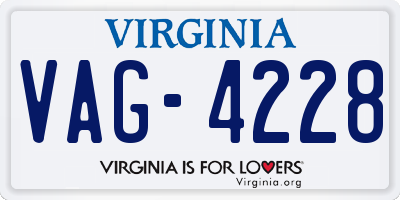 VA license plate VAG4228