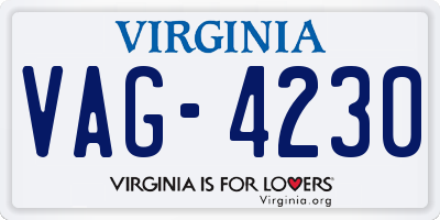 VA license plate VAG4230