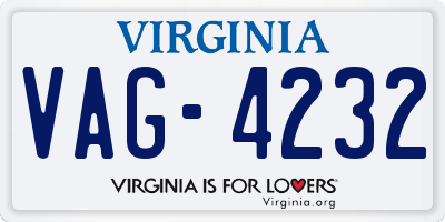 VA license plate VAG4232