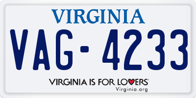 VA license plate VAG4233