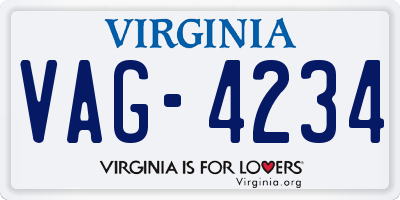 VA license plate VAG4234