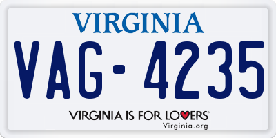 VA license plate VAG4235