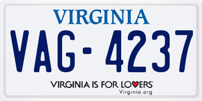 VA license plate VAG4237