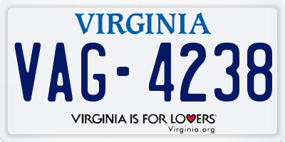 VA license plate VAG4238