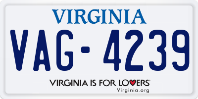 VA license plate VAG4239