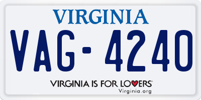 VA license plate VAG4240