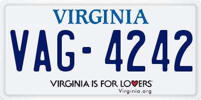 VA license plate VAG4242