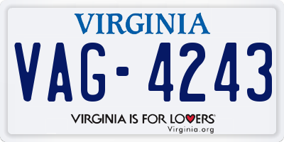 VA license plate VAG4243