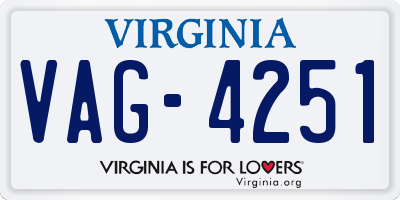 VA license plate VAG4251
