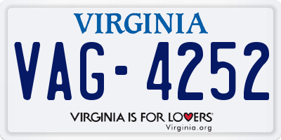 VA license plate VAG4252