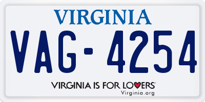 VA license plate VAG4254