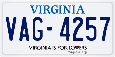 VA license plate VAG4257