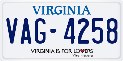VA license plate VAG4258
