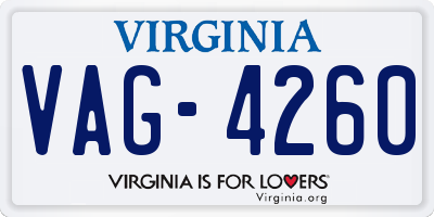 VA license plate VAG4260