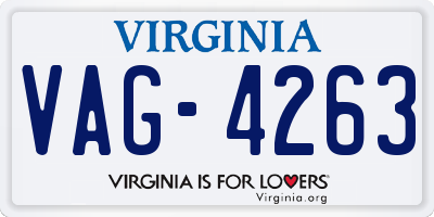 VA license plate VAG4263