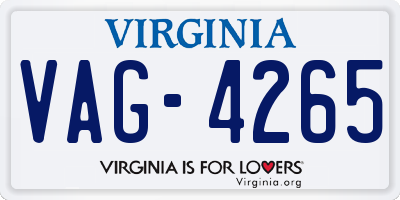 VA license plate VAG4265