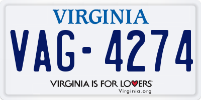 VA license plate VAG4274