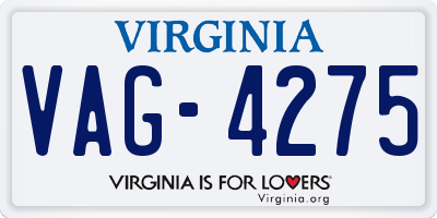 VA license plate VAG4275