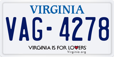 VA license plate VAG4278