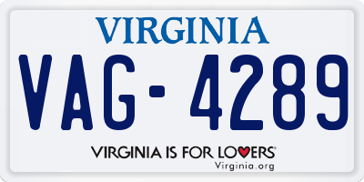 VA license plate VAG4289