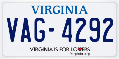 VA license plate VAG4292