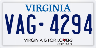 VA license plate VAG4294