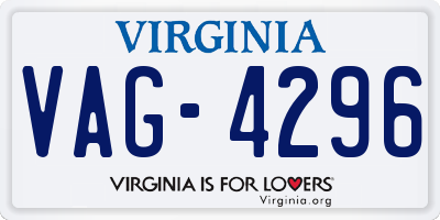 VA license plate VAG4296
