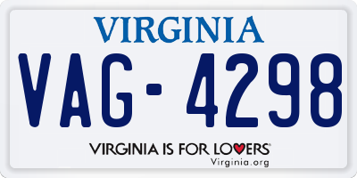 VA license plate VAG4298