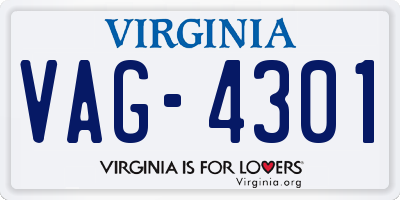 VA license plate VAG4301