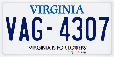 VA license plate VAG4307