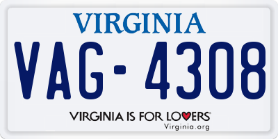 VA license plate VAG4308