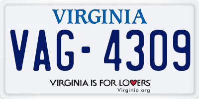 VA license plate VAG4309
