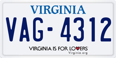 VA license plate VAG4312