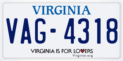 VA license plate VAG4318