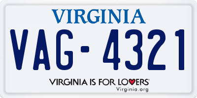 VA license plate VAG4321