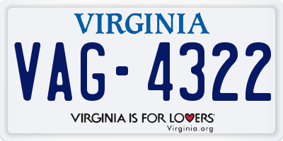 VA license plate VAG4322