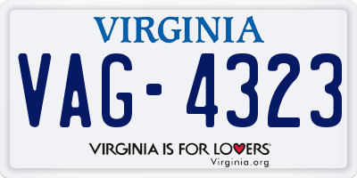 VA license plate VAG4323