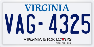 VA license plate VAG4325