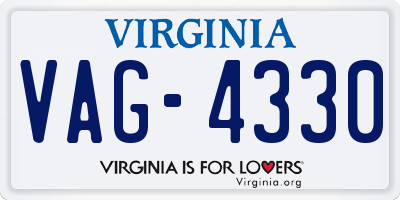 VA license plate VAG4330