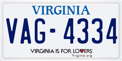 VA license plate VAG4334