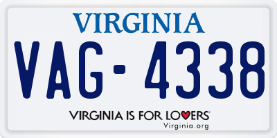 VA license plate VAG4338