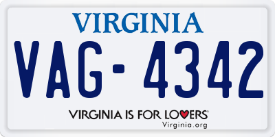 VA license plate VAG4342