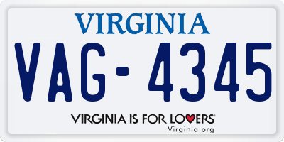 VA license plate VAG4345