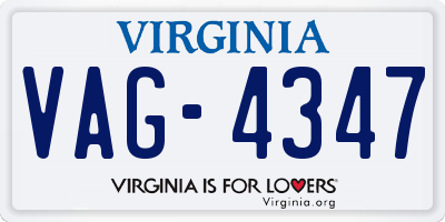VA license plate VAG4347