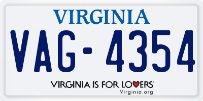 VA license plate VAG4354