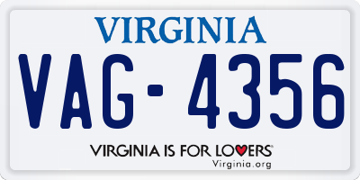 VA license plate VAG4356