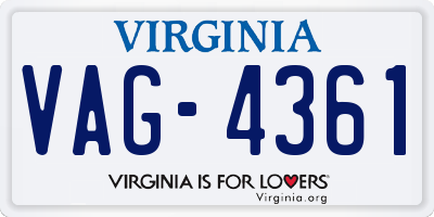 VA license plate VAG4361