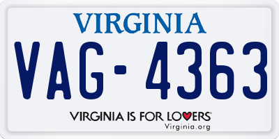 VA license plate VAG4363